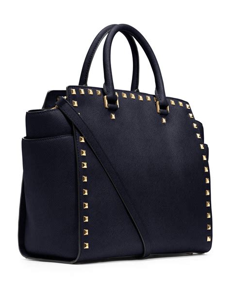 michael kors selma navy bag|Michael Kors selma studded.